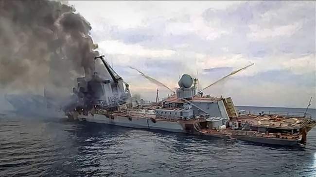 The Russian flagship 'Moskva' was sunk by two Neptune anti-ship missiles.